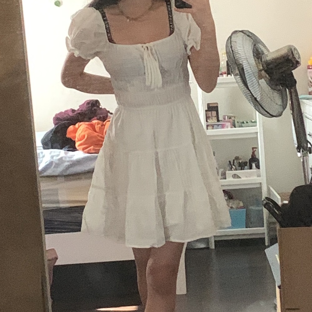 White Milkmaid Dress with Tie in Front
